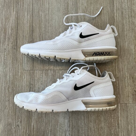 Women Nike Air Max Sequent 4.5 White Black Sneakers BQ8824-100 - 10 - Picture 3 of 10
